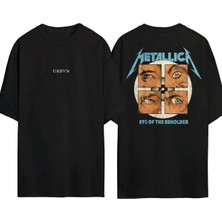 Urbvn Metallica Eyes Tasarım Baskılı Siyah Oversize T Shirt