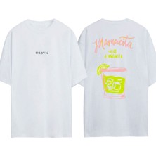 Urbvn Mamacita Tasarım Baskılı Beyaz Oversize T-Shirt