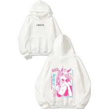 Urbvn Partner Killer Tasarım Baskılı Oversize Beyaz Kapüşonlu Sweatshirt