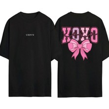 Urbvn Xoxo 1 Tasarım Baskılı Siyah Oversize T Shirt
