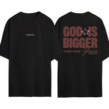 Urbvn Pain Tasarım Baskılı Siyah Oversize T Shirt