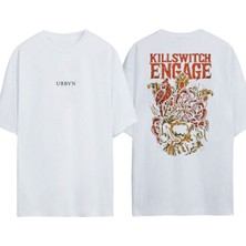Urbvn Killswitch Tasarım Baskılı Beyaz Oversize T-Shirt