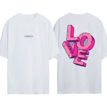 Urbvn Loves 9 Tasarım Baskılı Beyaz Oversize T-Shirt