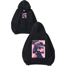Urbvn Weekend 4 Tasarım Baskılı Oversize Siyah Kapüşonlu Sweatshirt