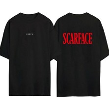 Urbvn Scarface Logo Tasarım Baskılı Siyah Oversize T Shirt