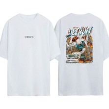 Urbvn Detroit Tasarım Baskılı Beyaz Oversize T-Shirt