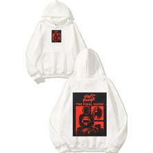 Urbvn Daft 1 Tasarım Baskılı Oversize Beyaz Kapüşonlu Sweatshirt