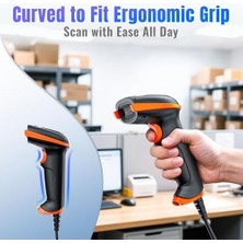 Skygo Tera D5100Y Barkod Okuyucu - USB Kablolu, 1d ve 2d Qr Kod Okuma, Tak ve Çalıştır, Ergonomik Tasarım, Anti-Şok Silikon, IP54 Toz ve Su Koruma, Çoklu Dil Destekli Barkod Tarayıcı