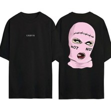 Urbvn Gang Mask Tasarım Baskılı Siyah Oversize T Shirt