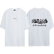 Urbvn Friends Tasarım Baskılı Beyaz Oversize T-Shirt