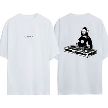 Urbvn Dj Monalisa Tasarım Baskılı Beyaz Oversize T-Shirt