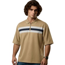 Maruf Shop Fermuarlı Erkek Büyük Beden 115 - 138 Kilo Arası Uygun Likralı Pike Polo Yaka Baskılı Tişört