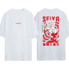 Urbvn Seiva Tasarım Baskılı Beyaz Oversize T-Shirt