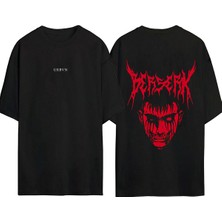 Urbvn Berserk Tasarım Baskılı Siyah Oversize T Shirt