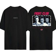 Urbvn Fight Club Tasarım Baskılı Siyah Oversize T Shirt