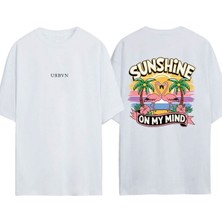 Urbvn On My Mind Tasarım Baskılı Beyaz Oversize T-Shirt