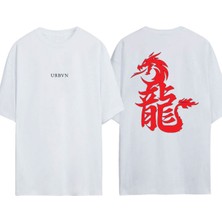 Urbvn Shangaı Tasarım Baskılı Beyaz Oversize T-Shirt