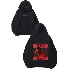 Urbvn The Weekend Albüm Tasarım Baskılı Oversize Siyah Kapüşonlu Sweatshirt