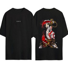 Urbvn God Of War Tasarım Baskılı Siyah Oversize T Shirt