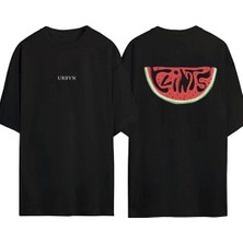 Urbvn Clints Tasarım Baskılı Siyah Oversize T Shirt