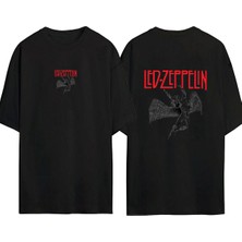 Urbvn LED Zepplin 1 Tasarım Baskılı Siyah Oversize T Shirt