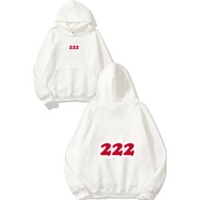 Urbvn Manifestation 222 Tasarım Baskılı Oversize Beyaz Kapüşonlu Sweatshirt