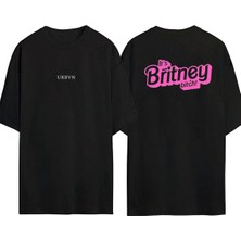 Urbvn Britney 2 Tasarım Baskılı Siyah Oversize T Shirt