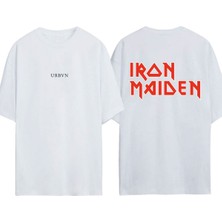 Urbvn Ironmaiden Tasarım Baskılı Beyaz Oversize T-Shirt