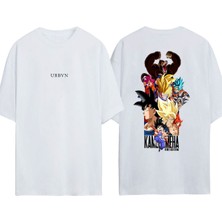 Urbvn Dragonballs 3 Tasarım Baskılı Beyaz Oversize T-Shirt