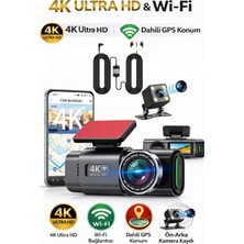 Sonreir 4K Araç Kamerası Çift Lens Ön-Arka - Wi-Fi GPS Park Modu Gece Görüşlü Araç içi Kamera L308 Dash Cam