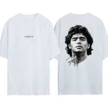Urbvn Maradona Tasarım Baskılı Beyaz Oversize T-Shirt