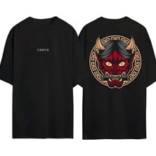 Urbvn IMAGE00391 Tasarım Baskılı Siyah Oversize T Shirt