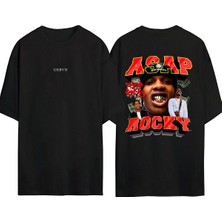 Urbvn Asap Rocky Tasarım Baskılı Siyah Oversize T Shirt