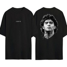 Urbvn Maradona Tasarım Baskılı Siyah Oversize T Shirt