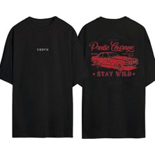 Urbvn Stay Wild Tasarım Baskılı Siyah Oversize T Shirt