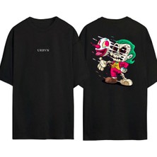 Urbvn Joker Anime Tasarım Baskılı Siyah Oversize T Shirt