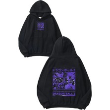 Urbvn Dragon Ball Z Tasarım Baskılı Oversize Siyah Kapüşonlu Sweatshirt