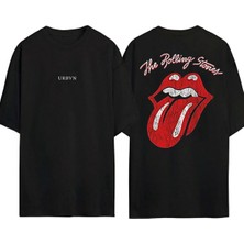 Urbvn Stones 1 Tasarım Baskılı Siyah Oversize T Shirt