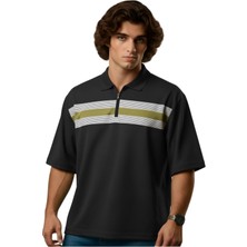 Maruf Shop Fermuarlı Erkek Büyük Beden 115 - 138 Kilo Arası Uygun Likralı Pike Polo Yaka Baskılı Tişört