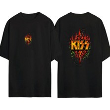 Urbvn Kiss 1 Tasarım Baskılı Siyah Oversize T Shirt