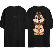 Urbvn Sincaplar Tasarım Baskılı Siyah Oversize T Shirt