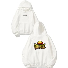 Urbvn One Piece 1 Tasarım Baskılı Oversize Beyaz Kapüşonlu Sweatshirt