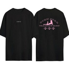 Urbvn Training Camp Tasarım Baskılı Siyah Oversize T Shirt