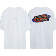 Urbvn Child Of God Tasarım Baskılı Beyaz Oversize T-Shirt