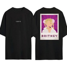 Urbvn Britney Tasarım Baskılı Siyah Oversize T Shirt