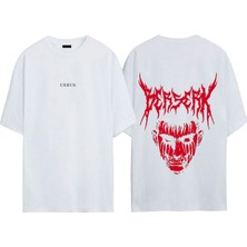 Urbvn Berserk Tasarım Baskılı Beyaz Oversize T-Shirt