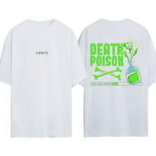 Urbvn Poison Tasarım Baskılı Beyaz Oversize T-Shirt
