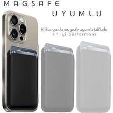 Skygo 17/16/15/14/13/12 Serisi Için Cüzdan Magsafe ile Uyumlu Telefona Tam Oturan Güçlü Manyetiği ile Sıkı Tutuş Sağlayan ve Düşme Yapmayan Mıknatıslı Pu Deri Cüzdan Kartlık (Siyah)