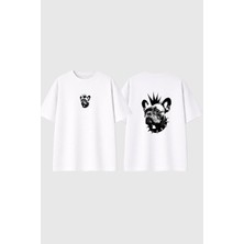 Urbvn Punk French Tasarım Baskılı Beyaz Oversize T Shirt