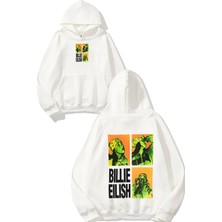 Urbvn Billie Green Tasarım Baskılı Oversize Beyaz Kapüşonlu Sweatshirt